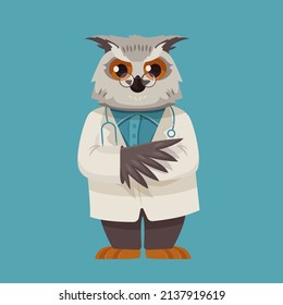 Doctor owl cute cartoon vector animal