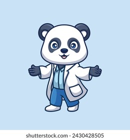 Doctor Panda Cute Cartoon Illustration