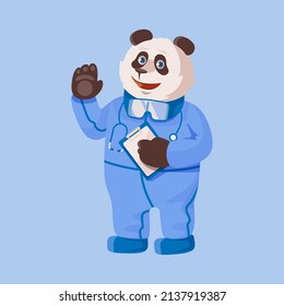 Doctor panda cute cartoon vector animal