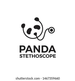 doctor panda logo design line art illustration