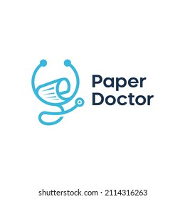 Doctor Paper Prescription Medical Logo Vector Icon Line Outline Premium Vector