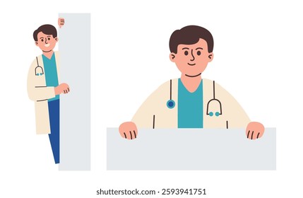 Doctor or Paramedic Peeking Looks Curious