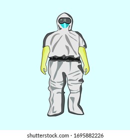 Doctor, paramedic with personal protective equipment level 3 for protect from infection illustration vector