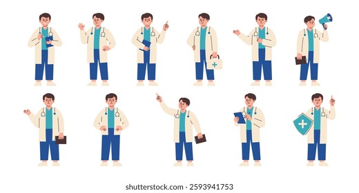 Doctor or Paramedic  with Various Poses and Gesture