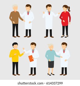 Doctor and Patient Character Design Vector.