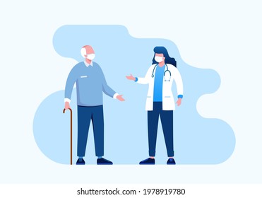 Doctor with patient concept. flat vector illustration fit for banner, flyer, landing page, etc