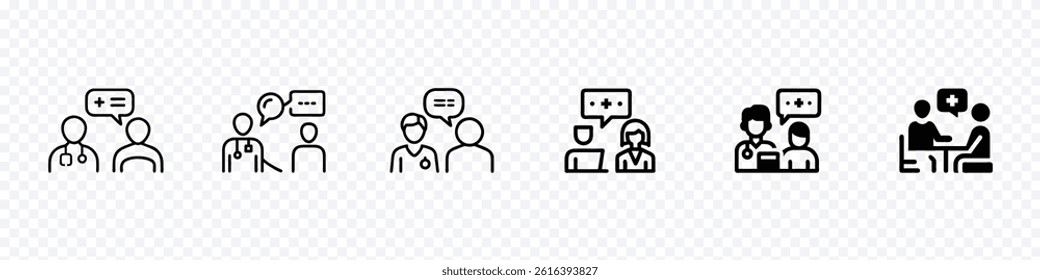 Doctor and Patient Consultation Icon – Medical Discussion and Diagnosis Symbol, Doctor talk with patient icon, Doctor consultation with patient icon