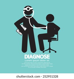 Doctor With Patient Diagnose Concept Black Symbol Vector Illustration