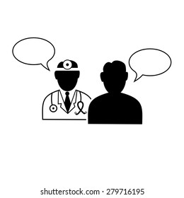 Doctor and patient dialog icon vector.
