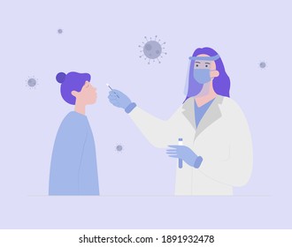 Doctor and patient doing Covid 19 nasal swab test