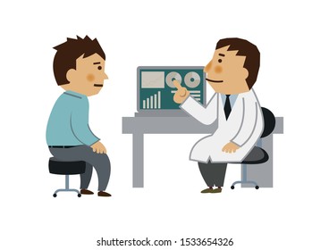 Doctor and patient.
The image of the examination room.
Illustration of a medical examination.
