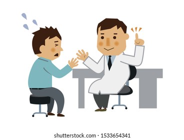 Doctor and patient.
The image of the examination room.
Illustration of a medical examination.
