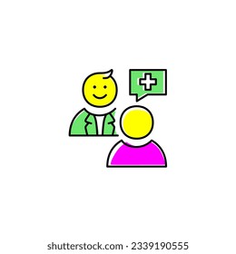 doctor patient line icon color purple and yellow vector with mental health theme