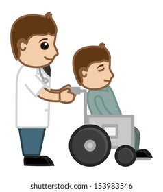 Doctor and Patient - Medical Cartoon Vector Character