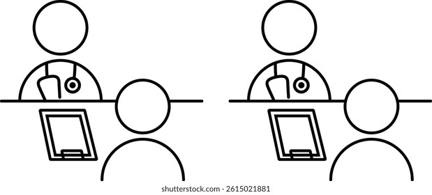 Doctor and patient pictograms performing medical checkup