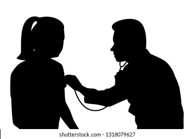 Doctor and patient silhouette vector