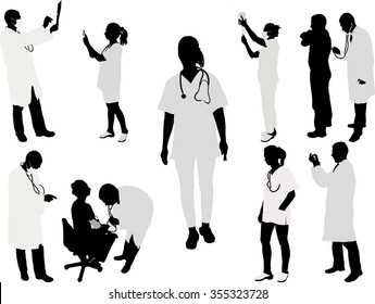 doctor and patient silhouette - vector illustration 1