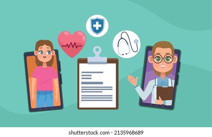 doctor and patient in smartphones telemedicine