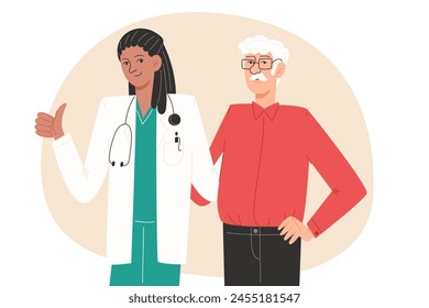 The doctor and the patient are standing together, men's health month