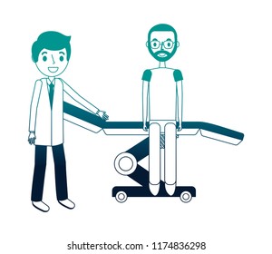 doctor with patient and stretcher