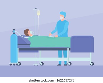 doctor and patient surgery with surgical instrument in medical room 