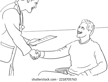 Doctor Patient Talk Physiotherapy Vector Art