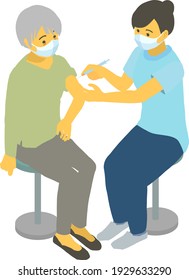 Doctor and patient, vaccination vector illustration
