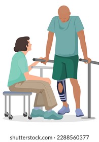 doctor and patient, patient walking in the hospital corridor