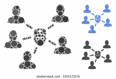 Doctor patients composition of small circles in different sizes and color hues, based on doctor patients icon. Vector small circles are composed into blue composition.