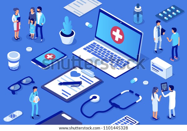 Doctor Patients Concept Banner Characters Healthcare Stock Vector ...