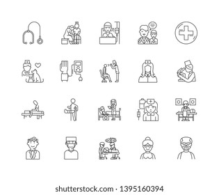 Doctor Patients Line Icons Signs Vector Stock Vector (Royalty Free ...