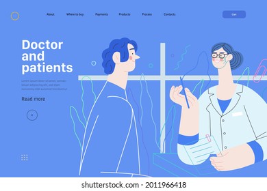 Doctor and patients - medical insurance web template