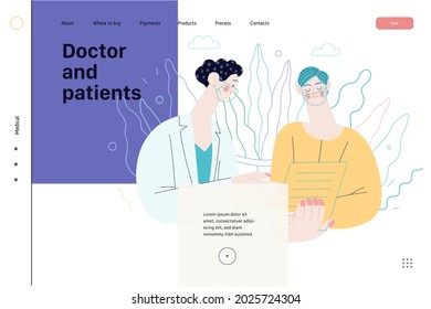 Doctor and patients - medical insurance web template