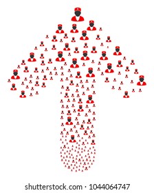 Doctor pattern organized in the combination of up cursor arrow. Upwards oriented arrow composition organized from doctor objects.