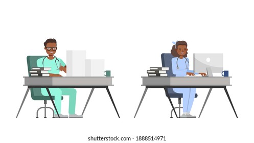 Doctor people working character vector design. Presentation in various action with emotions.