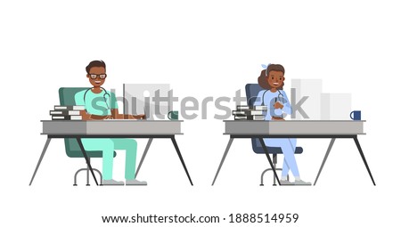 Doctor people working character vector design. Presentation in various action with emotions.