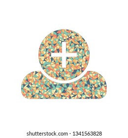 doctor, person with medical cross. Colored mosaic with polygons