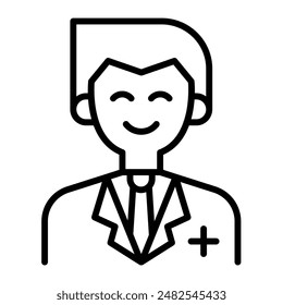 Doctor, pharmacist icon in thin line style Vector illustration graphic design 