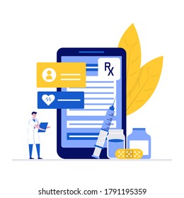 Doctor pharmacist vector illustration concept with characters. Modern flat style for landing page, mobile app, poster, flyer, template, web banner, infographics, hero images.