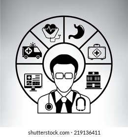 doctor, physician and medial diagram, info graphic