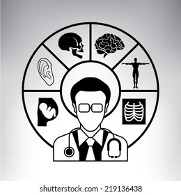 doctor, physician and medial diagram, info graphic