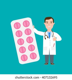 doctor with pills tablets pack