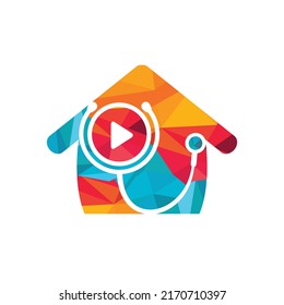 Doctor play vector logo design template. Stethoscope and play button icon logo design.	
