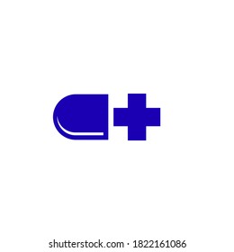 Doctor plus capsule illustration vector logo design for medical and health care.