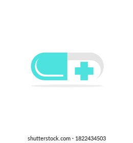 Diseño del logotipo vectorial de la ilustración de la cápsula para atención médica y de salud.