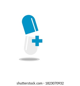 Doctor plus Kapselillustration, Vektorgrafik-Logo-Design für die medizinische und gesundheitliche Versorgung.