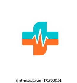 Doctor plus cardiology health care hospital medical and clinic icon pharmacy vector logo design.