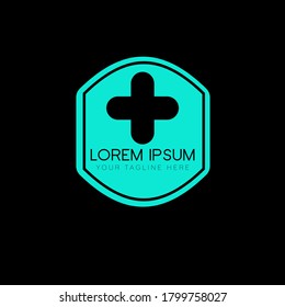 Médico más ilustración diseño vectorial logo atención de la salud y etiqueta médica empresa y símbolos profesionales.