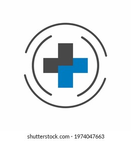 Doctor plus pharmacy medical health care clinic logo and symbols.