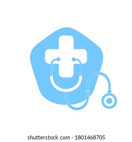 Doctor Plus Stethoscope Illustration Vector Logo Stock Vector (Royalty ...